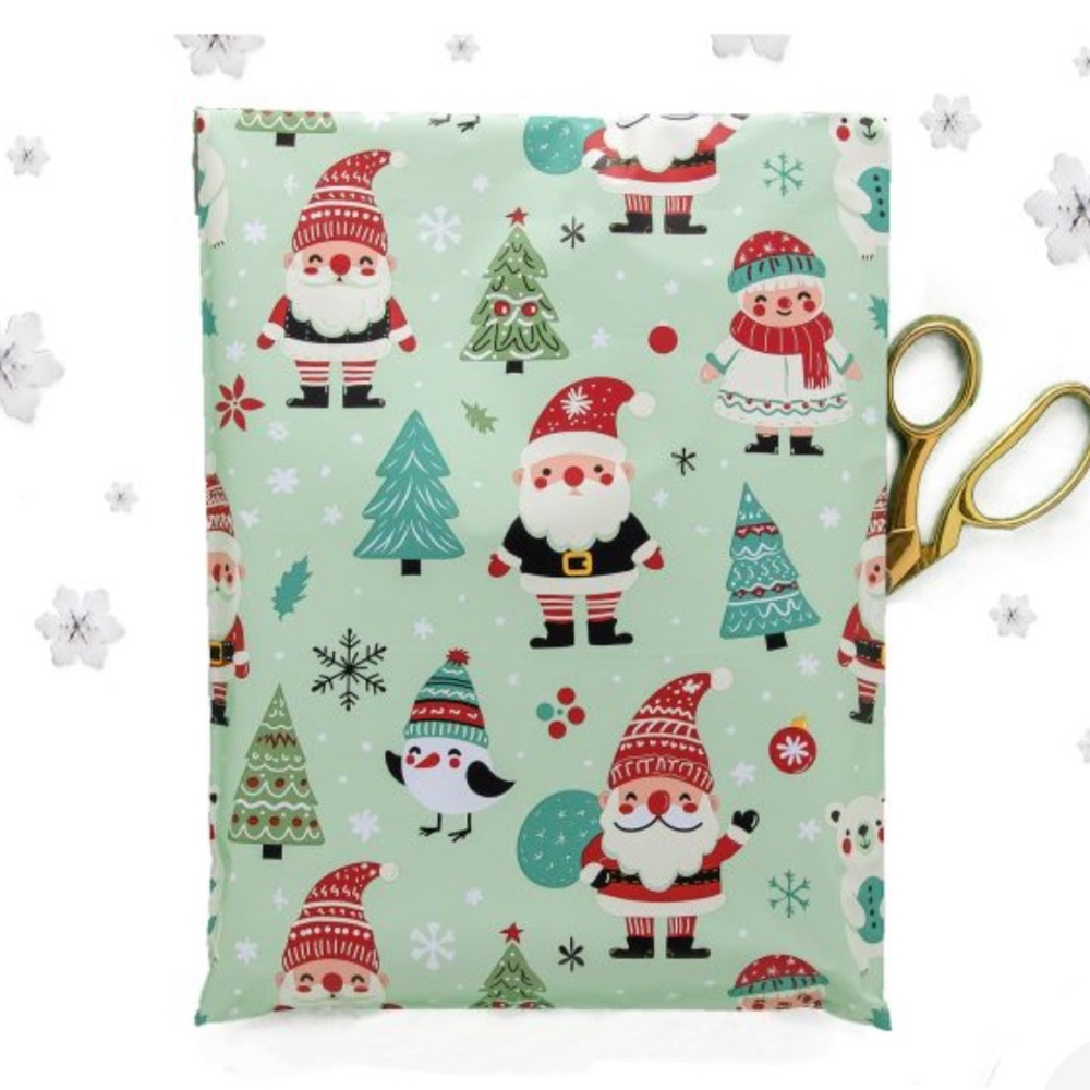 10x13 Festive Santa and Tree Poly mailers- 15 count